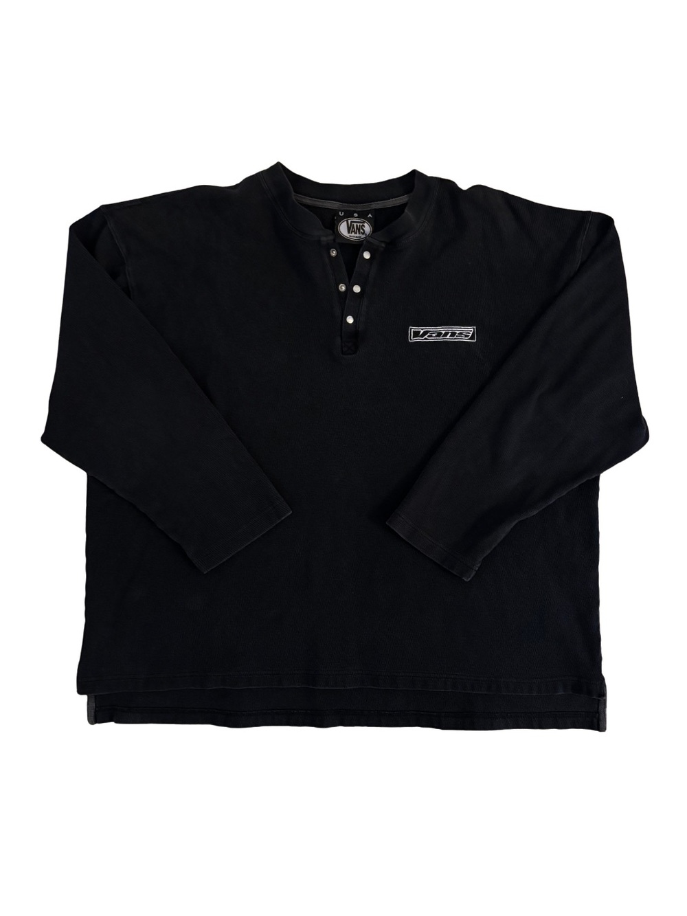 1990’s Vans Black Henley Long-Sleeve Waffle Shirt
